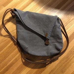 Grey Canvas Asymmetrical Crossbody Bag